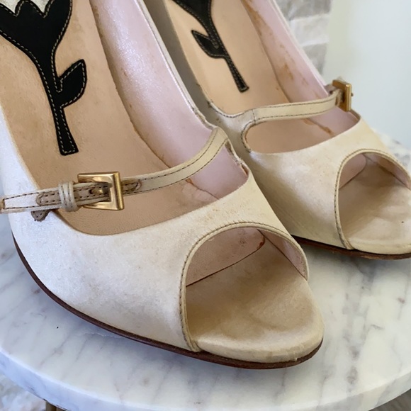 Prada Carved Rose Flower Stem Heel Stiletto Satin - Picture 7 of 12